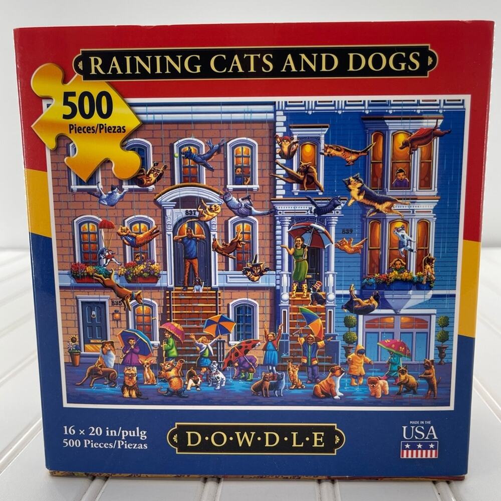 Dowdle Colorful and Fun Raining Cats & Dogs 500 Piece Puzzle